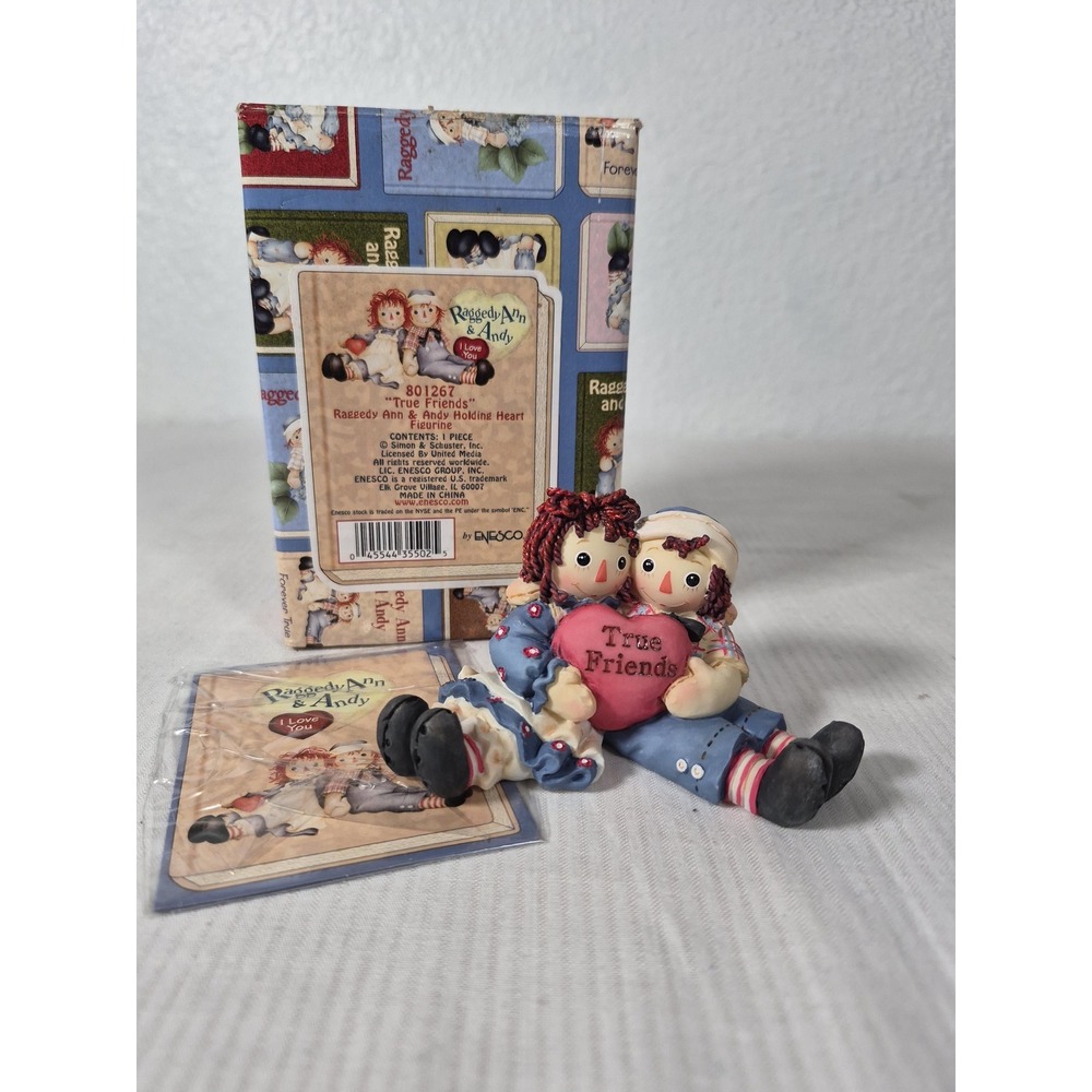 Enesco "True Friends" Raggedy Ann & Andy Holding a Heart - New